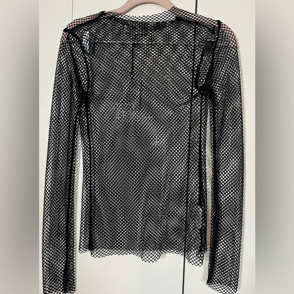 WeWoreWhat Black Mesh Mock Neck